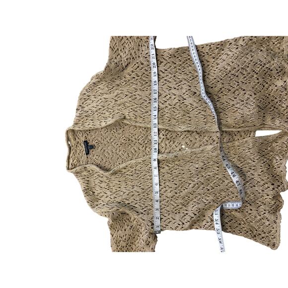 Eileen Fisher Shrug Cardigan Sweater Sz Medium Tan Crochet Knit Open Linen Blend - Picture 12 of 13